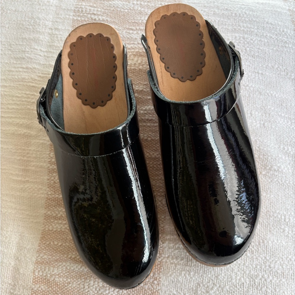 Black Patent Leather Clogs